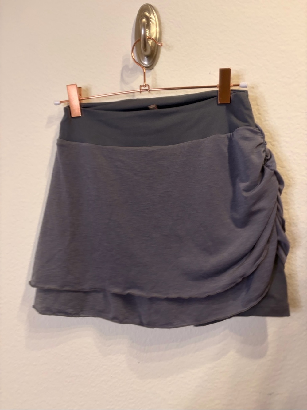 For Love & Lemons Gray Ruched Layered Mini Skirt